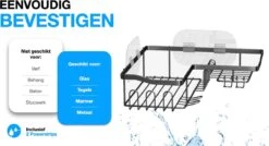 STRICX Doucherekhoek 2 Laags Zwart - Zonder Boren - Zelfklevend Doucherek - Doucherek - Doucherek Voor Badkamer/ Keuken - Doucherek Met Plakstrip - Keukenrek Met Plakstrip - Badrek Douche – Doucherek Hoekvorm - Badkamerrek Douchemandje -Badkamer Product Winkel 1200x652