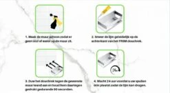 Merkloos Doucherek- Douchemand- Badkamerrek- Badkamer Organiser- Badkamer Organizer-Rekje Voor In De Douche- Badkamer Plank-Rekje Voor Shampoo- RVS- Zonder Boren- Zelfklevend- Rechthoek Vorm- Met Of Zonder Schroeven- Ophangbaar- Met Lijm- 20 Cm- Zwart -Badkamer Product Winkel 1200x656