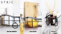 STRICX Doucherek 2 Laags Zwart - Zelfklevend Doucherek Inclusief 3 Ophanghaakjes - Doucherek Voor Badkamer / Keuken - Doucherek Met Plakstrip - Keukenrek Met Plakstrip - Badrek Douche - Kruidenrek Specerijen - Badkamerrek Douchemandje 24 STRICX Doucherek 2 Laags Zwart - Zelfklevend Doucherek Inclusief 3 Ophanghaakjes - Doucherek Voor Badkamer / Keuken - Doucherek Met Plakstrip - Keukenrek Met Plakstrip - Badrek Douche - Kruidenrek Specerijen - Badkamerrek Douchemandje -Badkamer Product Winkel 1200x675 7