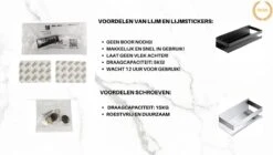 Merkloos Doucherek- Douchemand- Badkamerrek- Badkamer Organiser- Badkamer Organizer-Rekje Voor In De Douche- Badkamer Plank-Rekje Voor Shampoo- RVS- Zonder Boren- Zelfklevend- Rechthoek Vorm- Met Of Zonder Schroeven- Ophangbaar- Met Lijm- 40 Cm- Zwart -Badkamer Product Winkel 1200x681 2