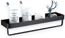 Merkloos Doucherek Zonder Boren 2x 30 Cm – Doucherek – Doucherek Hangend – Badkamerrek – Zonder Boren – IP68 Waterdicht – 4KG Draagkracht – Zwart RVS -Badkamer Product Winkel 1200x712 4