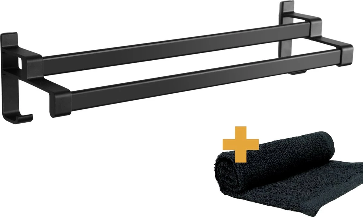 Handdoekrek Dubbele Stang Zonder Boren - Handdoekrek Badkamer - Handdoekhouder - Handdoekstang - Zelfklevend - 60CM - Gratis Handdoek 11 Handdoekrek Dubbele Stang Zonder Boren - Handdoekrek Badkamer - Handdoekhouder - Handdoekstang - Zelfklevend - 60CM - Gratis Handdoek - Afbeelding 9