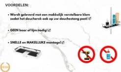 Merkloos Doucherek Zonder Boren –Douchemand- Badkamerrek-Doucheplank- Badkamer Organiser- Doucherek Hangend-Doucherek Zwart – Doucherek Hangend – Badkamer Organizer – Douche Organizer - Doucherekje - Doucherekje Zonder Boren-Zilver-Zwart-Wit -Badkamer Product Winkel 1200x716 2