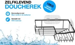STRICX Doucherekhoek 2 Laags Zwart - Zonder Boren - Zelfklevend Doucherek - Doucherek - Doucherek Voor Badkamer/ Keuken - Doucherek Met Plakstrip - Keukenrek Met Plakstrip - Badrek Douche – Doucherek Hoekvorm - Badkamerrek Douchemandje -Badkamer Product Winkel 1200x730 2