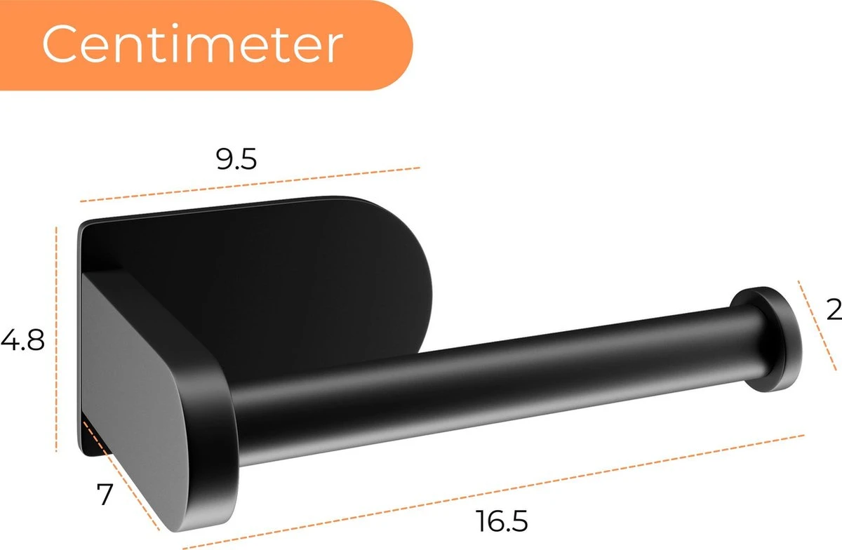 Nevana Toiletrolhouder - WC Rolhouder - Toiletpapier - Papier Rol Houder - Zelfklevend - Zonder Boren - Zwart - RVS 4 Nevana Toiletrolhouder - WC Rolhouder - Toiletpapier - Papier Rol Houder - Zelfklevend - Zonder Boren - Zwart - RVS - Afbeelding 2