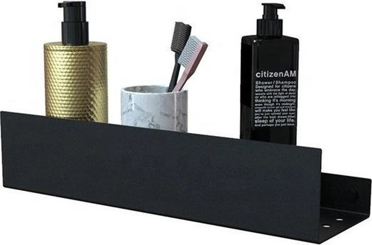 Doucherek Zwart - Shampoo Rek - RVS - Eenvoudig Te Monteren 6 Doucherek Zwart - Shampoo Rek - RVS - Eenvoudig Te Monteren - Afbeelding 4