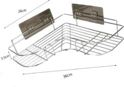 HGMD® Doucherek Zonder Boren - RVS - Zelfklevend Doucherek –Badkamerrek - Badrek - Keukenrek - Doucherek Hangend – Badkamer Accessoires - Kruidenrek -Badkamer Product Winkel 1200x838 2