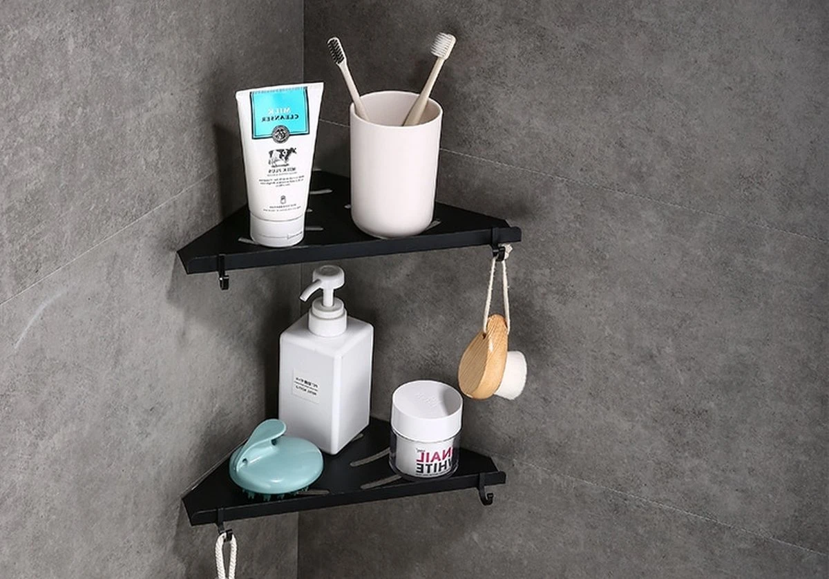 Vannons - Doucherek - Doucherek Hangend - Doucheplankje - Metaal - Set Van 2 - Zwart 10 Vannons - Doucherek - Doucherek Hangend - Doucheplankje - Metaal - Set Van 2 - Zwart - Afbeelding 9