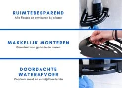 Doucherek Zonder Boren Badkamer Accessoires Zelfklevend | Douchemandje | Badrek | Douche Rek Zwart | Hoekrek Hangend | Blueplato® -Badkamer Product Winkel 1200x866 1