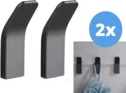 Ragnal® Zelfklevende Handdoekhaakjes RVS– Handdoekhouder- Handdoekhaak - Set Van 2 - Zwarte Handdoekhaken – Wandhaken - Waterbestendig - Handdoekhaakjes - Ophanghaken - Handdoekhaken - 3M Plakstrip - Zwarte Handdoekhaakjes - Mat Zwart -Badkamer Product Winkel 1200x884
