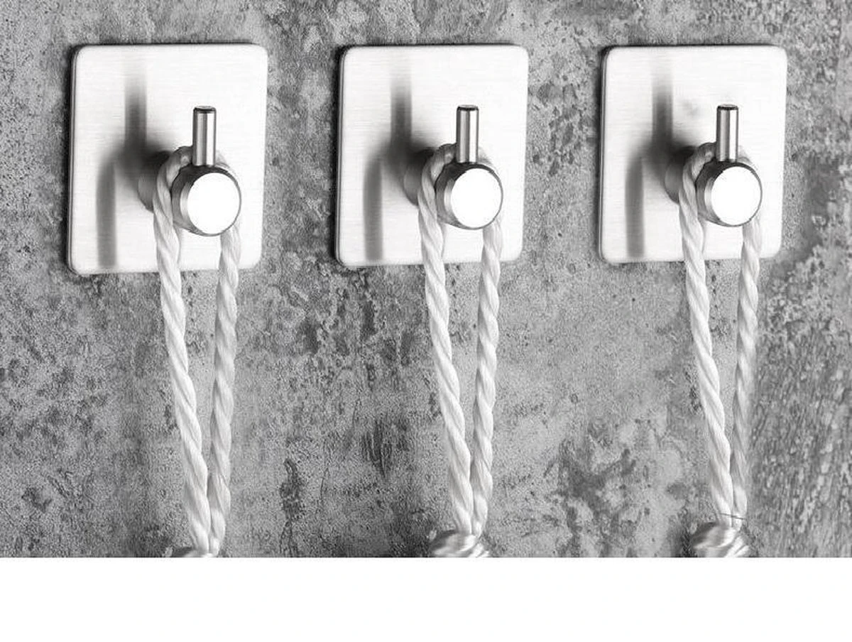 Merkloos RiMa7 - Handdoekhaakjes - Ophanghaak - RVS - Zilver - Zelfklevend Vierkant - 4 Stuks 5 Merkloos RiMa7 - Handdoekhaakjes - Ophanghaak - RVS - Zilver - Zelfklevend Vierkant - 4 Stuks - Afbeelding 4