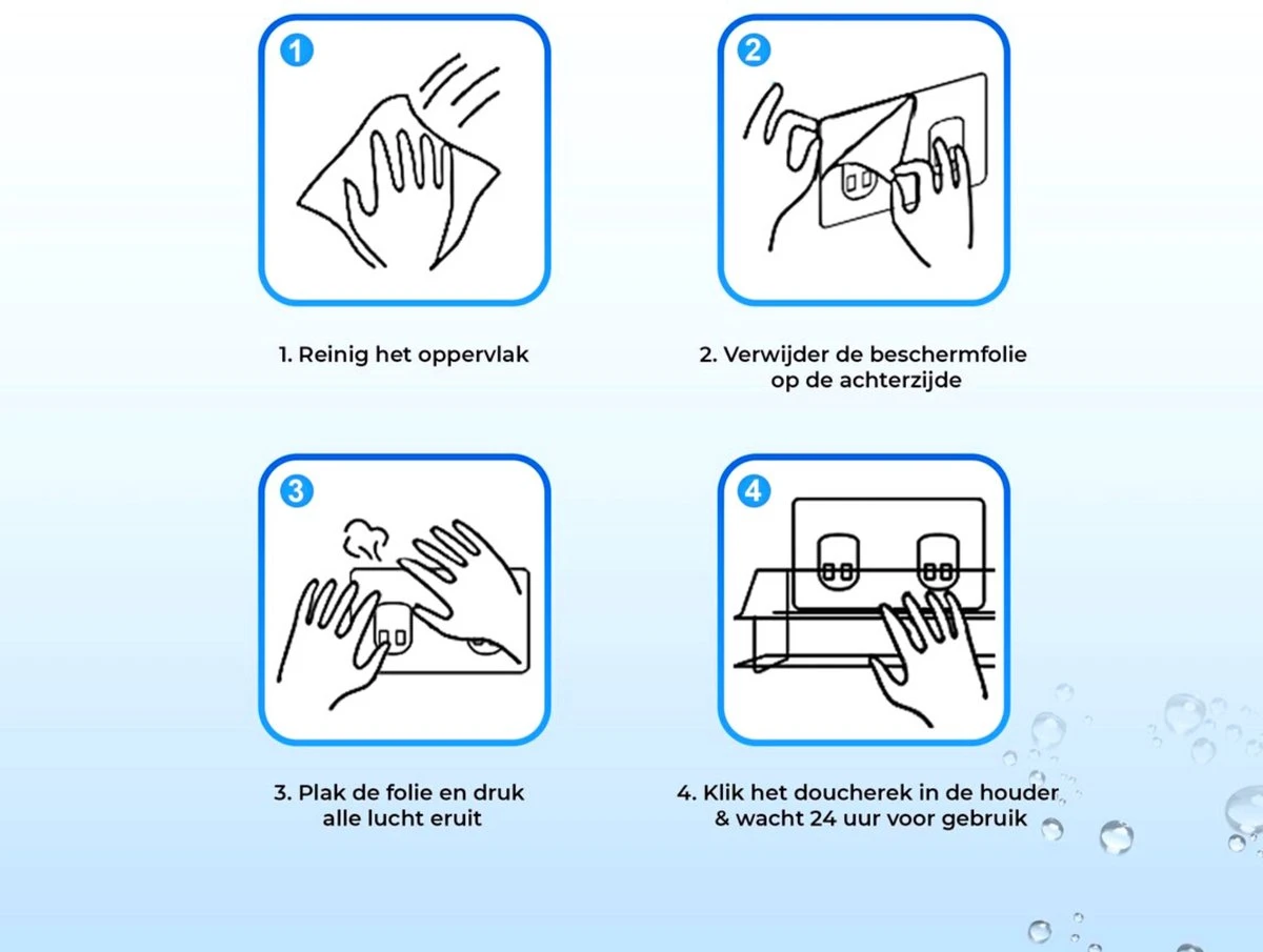 RVS Doucherek Zelfklevend Zonder Boren - Douchemand Hangend - 15KG Draagvermogen - Zilver/Chroom 10 RVS Doucherek Zelfklevend Zonder Boren - Douchemand Hangend - 15KG Draagvermogen - Zilver/Chroom - Afbeelding 8