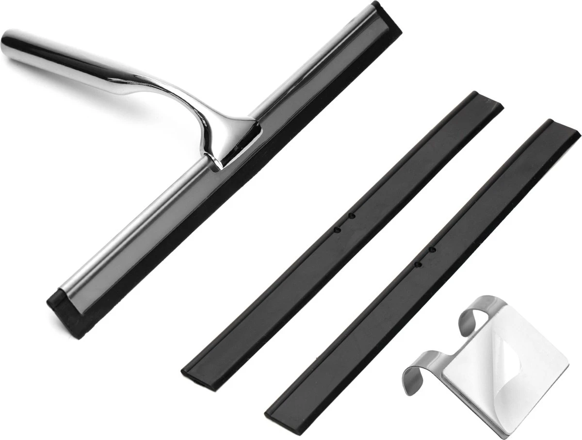 Douchewisser Met Ophanghaak En 2 Extra Strips - Raamwisser Voor Douche - Raamtrekker Chroom 8 Douchewisser Met Ophanghaak En 2 Extra Strips - Raamwisser Voor Douche - Raamtrekker Chroom - Afbeelding 6