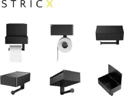 STRICX Toiletrolhouder - Zwart - Zonder Boren - Toilet Rol Houder Tissuebox - Zelfklevend - WC Rolhouder Met Opbergvak Voor Babydoekjes - Met Plankje - Toiletaccessoires -Badkamer Product Winkel 1200x935 1