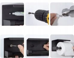 Toiletrolhouder - Wc Rol Houder Met Plankje - Inclusief Haakje - RVS - Waterbestendig - Zwart - Rheme 19 Toiletrolhouder - Wc Rol Houder Met Plankje - Inclusief Haakje - RVS - Waterbestendig - Zwart - Rheme -Badkamer Product Winkel 1200x935