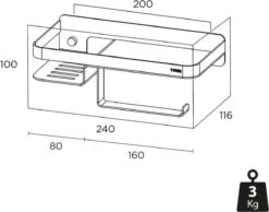 Tiger Caddy - Toiletrolhouder Met Planchet 24 Cm - RVS Geborsteld -Badkamer Product Winkel 1200x942