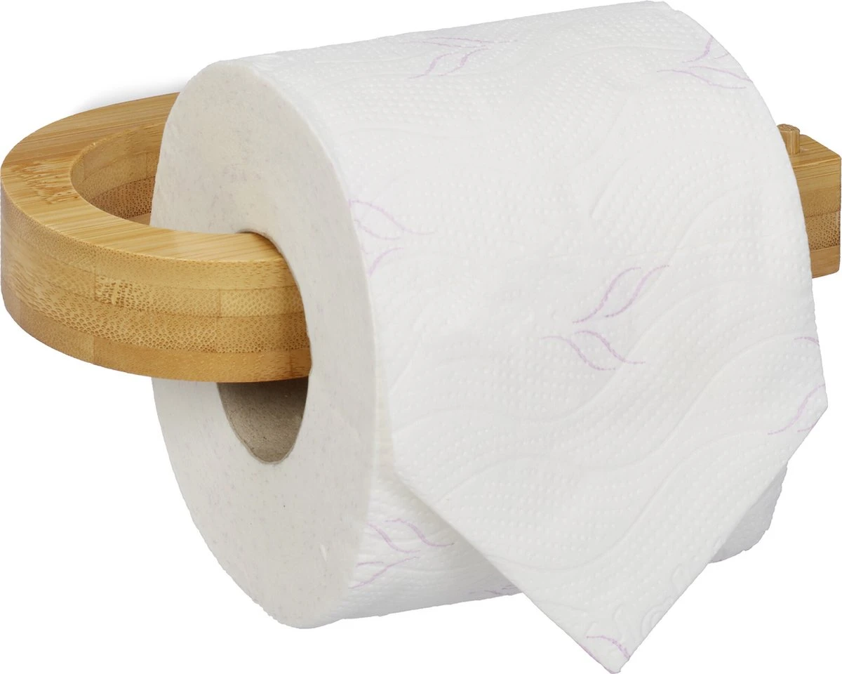 Relaxdays Toiletrolhouder Bamboe - Wc Rolhouder Zonder Boren - Closetrolhouder Muur Modern 3 Relaxdays Toiletrolhouder Bamboe - Wc Rolhouder Zonder Boren - Closetrolhouder Muur Modern
