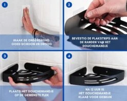 Doucherek Zonder Boren Badkamer Accessoires Zelfklevend | Douchemandje | Badrek | Douche Rek Zwart | Hoekrek Hangend | Blueplato® -Badkamer Product Winkel 1200x960 6