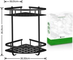 Zelfklevend Doucherek 2 Laags +Douche Bal - RVS - Mat Zwart -Badkamer Product Winkel 1200x983