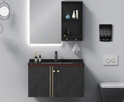 Aquathof, Zeepdispenser, Mat Zwart, 3 Kamer, 3 Reservoirs, 3x350ml, Hangend, Wandmontage -Badkamer Product Winkel 1200x988