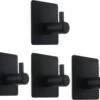 Merkloos Roestvrijstalen Handdoekhaakjes | 3M™ Zelfklevend | 4 Stuks | Mat Zwart | Wandhaak | Ophanghaken | Plakhaakjes | Haakjes | Badkamer | Keuken | RVS -Badkamer Product Winkel 1200x997 1