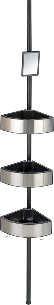 WENKO Telescopisch Doucherek Big Black 3-laags Met Spiegel Zilver/zwart - Bevestigen Zonder Boren 14 WENKO Telescopisch Doucherek Big Black 3-laags Met Spiegel Zilver/zwart - Bevestigen Zonder Boren - Afbeelding 12