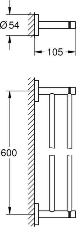 GROHE Essentials Dubbele Handdoekhouder - 60 Cm - Metaal - Chroom - 40802001 7 GROHE Essentials Dubbele Handdoekhouder - 60 Cm - Metaal - Chroom - 40802001 -Badkamer Product Winkel 405x1200