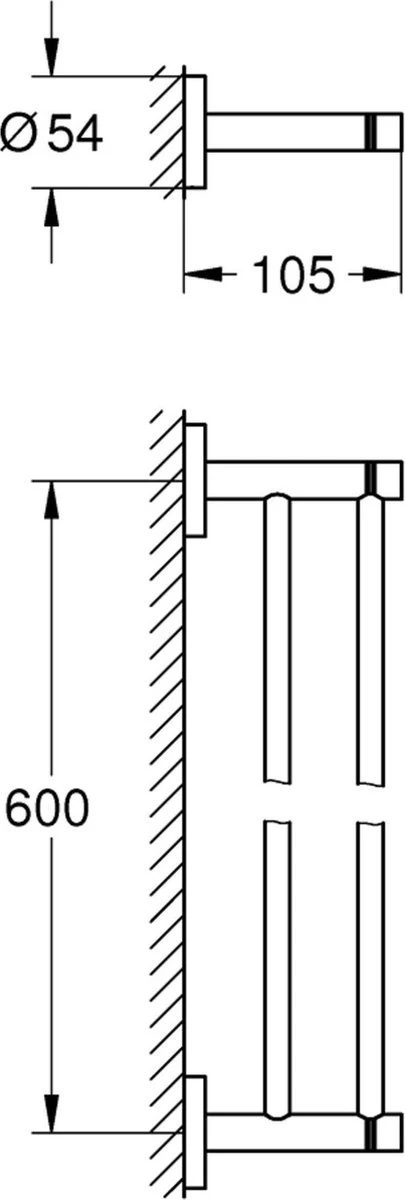 GROHE Essentials Dubbele Handdoekhouder - 60 Cm - Metaal - Chroom - 40802001 4 GROHE Essentials Dubbele Handdoekhouder - 60 Cm - Metaal - Chroom - 40802001 - Afbeelding 2