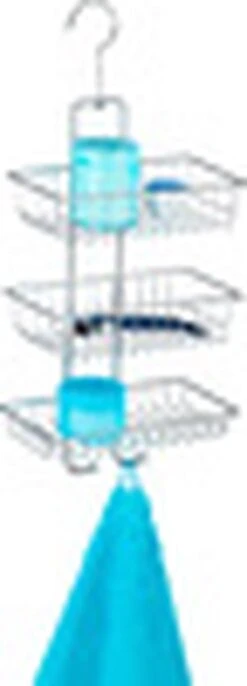 WENKO Doucherek Nivala 3-laags Chroom - Doucherek Zonder Boren - Doucherek Hangend -Badkamer Product Winkel 432x1200