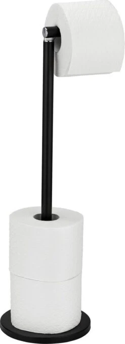 WENKO Toiletrolhouder 2-in-1 Zwart - Reserverolhouder - WC Rolhouder -Badkamer Product Winkel 438x1200
