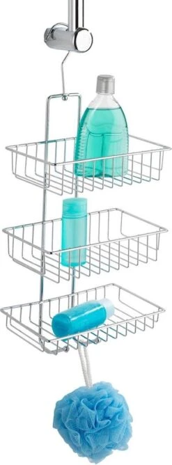 WENKO Doucherek Nivala 3-laags Chroom - Doucherek Zonder Boren - Doucherek Hangend -Badkamer Product Winkel 444x1200 1