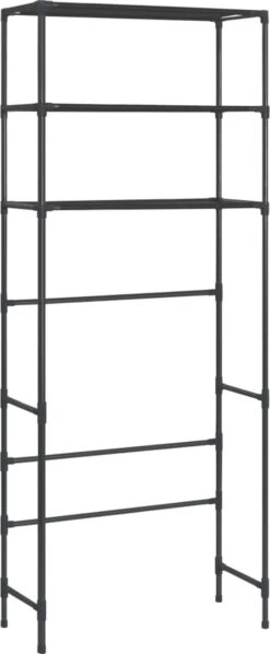 VidaXL Opbergrek Voor Boven Wasmachine 3-laags 69x28x169 Cm Zwart -Badkamer Product Winkel 496x1200 1
