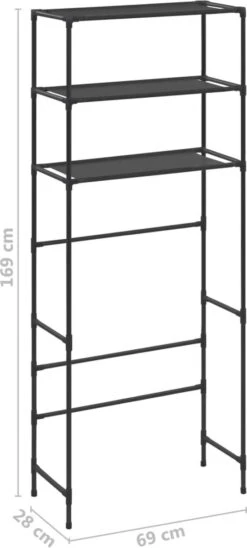 VidaXL Opbergrek Voor Boven Wasmachine 3-laags 69x28x169 Cm Zwart -Badkamer Product Winkel 541x1200