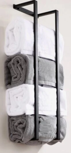 Handdoekrek - 40 Cm - RVS - Handdoekhouder BaderiQ Paris Small - MODEL 2023 - Badkamer Of Toiletruimte - Schroeven Of Plakken - Handdoekenhouders - Handdoekhaak - Rvs Mat Zwart Poedercoating - Small H40xB20xD14 - Ook Beschikbaar In 70 Cm -Badkamer Product Winkel 556x1200