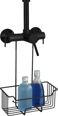 WENKO Doucherek Milo 25x36cm RVS Zwart - Doucherek Zonder Boren - Doucherek Hangend Zwart -Badkamer Product Winkel 601x1200 2