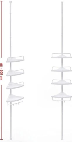 Hoppa! Telescopisch Doucherek Zonder Boren / Uitschuifbaar Douche Rek Van 85-305 Cm - Badopbergrek - Wit -Badkamer Product Winkel 613x1200 2