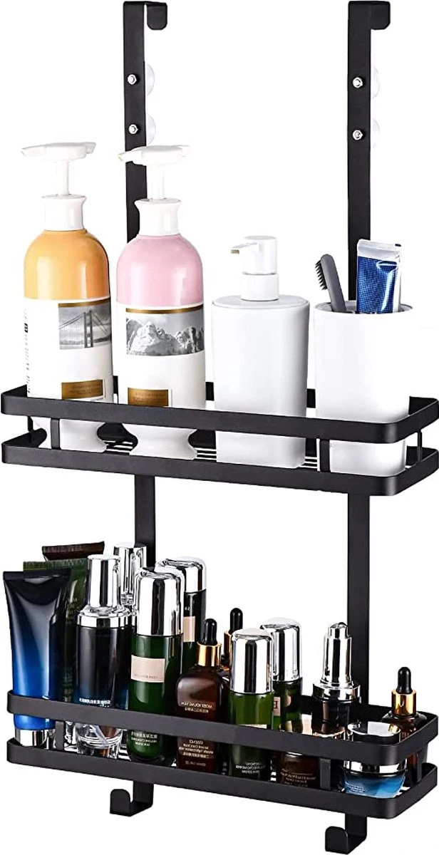 Souiri Doucherek - Stainless Doucherek - Zonder Boren - Doucherek Zwart - Doucherek Hangend - Badkamer Accessoires - RVS - 2 Laags 18 Souiri Doucherek - Stainless Doucherek - Zonder Boren - Doucherek Zwart - Doucherek Hangend - Badkamer Accessoires - RVS - 2 Laags - Afbeelding 16