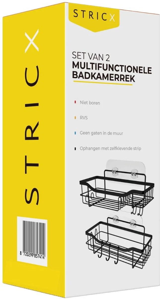 STRICX Doucherek 2 Laags Zwart - Zelfklevend Doucherek Inclusief 3 Ophanghaakjes - Doucherek Voor Badkamer / Keuken - Doucherek Met Plakstrip - Keukenrek Met Plakstrip - Badrek Douche - Kruidenrek Specerijen - Badkamerrek Douchemandje 13 STRICX Doucherek 2 Laags Zwart - Zelfklevend Doucherek Inclusief 3 Ophanghaakjes - Doucherek Voor Badkamer / Keuken - Doucherek Met Plakstrip - Keukenrek Met Plakstrip - Badrek Douche - Kruidenrek Specerijen - Badkamerrek Douchemandje - Afbeelding 11