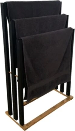 Handdoekrek Badkamer - Handdoekrek - Handdoekladder - Handdoekrek Zonder Boren - Handdoekrek Vrijstaand - Handdoekenrek Badkamer - Handdoekenrek Vrijstaand - Handdoekenrek - Handdoekenladder - Zwart - Hout - Zonder Boren -Badkamer Product Winkel 687x1200