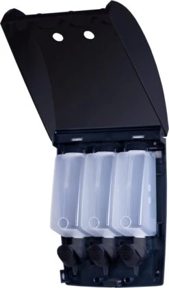 Aquathof, Zeepdispenser, Mat Zwart, 3 Kamer, 3 Reservoirs, 3x350ml, Hangend, Wandmontage -Badkamer Product Winkel 705x1200 1