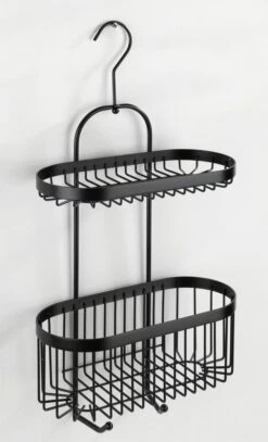 WENKO Doucherek 2-laags Classic Plus Black Mat Zwart - Doucherek Zonder Boren - Doucherek Hangend Zwart -Badkamer Product Winkel 728x1200