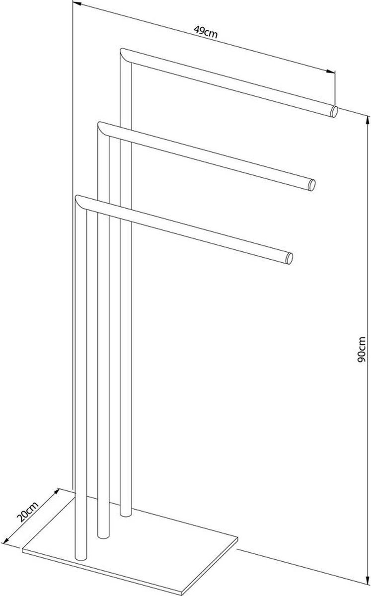 Sealskin Tube - Handdoekrek 3-armig Vrijstaand - Zwart 4 Sealskin Tube - Handdoekrek 3-armig Vrijstaand - Zwart - Afbeelding 2