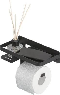 Tiger Caddy - Toiletrolhouder Met Planchet 24 Cm - Zwart -Badkamer Product Winkel 756x1200