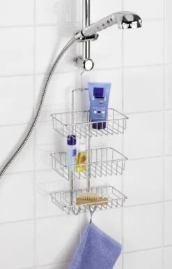 WENKO Doucherek Nivala 3-laags Chroom - Doucherek Zonder Boren - Doucherek Hangend -Badkamer Product Winkel 769x1200