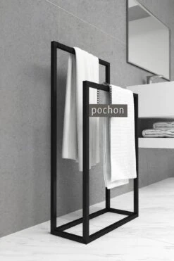 Pochon Home - Handdoekrek Metaal - Mat Zwart - Vrijstaand - Metaal - Handdoekhouder - 2 Rails -Badkamer Product Winkel 800x1200 15
