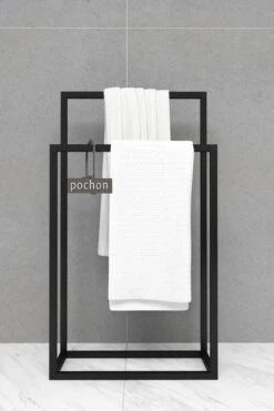 Pochon Home - Handdoekrek Metaal - Mat Zwart - Vrijstaand - Metaal - Handdoekhouder - 2 Rails -Badkamer Product Winkel 800x1200 17