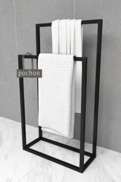Pochon Home - Handdoekrek Metaal - Mat Zwart - Vrijstaand - Metaal - Handdoekhouder - 2 Rails -Badkamer Product Winkel 800x1200 19