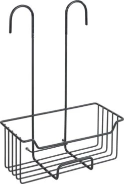 WENKO Doucherek Milo 25x36cm RVS Zwart - Doucherek Zonder Boren - Doucherek Hangend Zwart