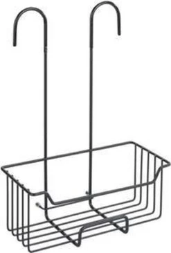 WENKO Doucherek Milo 25x36cm RVS Zwart - Doucherek Zonder Boren - Doucherek Hangend Zwart -Badkamer Product Winkel 812x1200