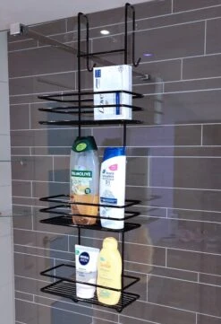 Ball Design Zwart Doucherek-3 Laags Hangend-Zonder Boren-Zwart -Badkamer Product Winkel 821x1200